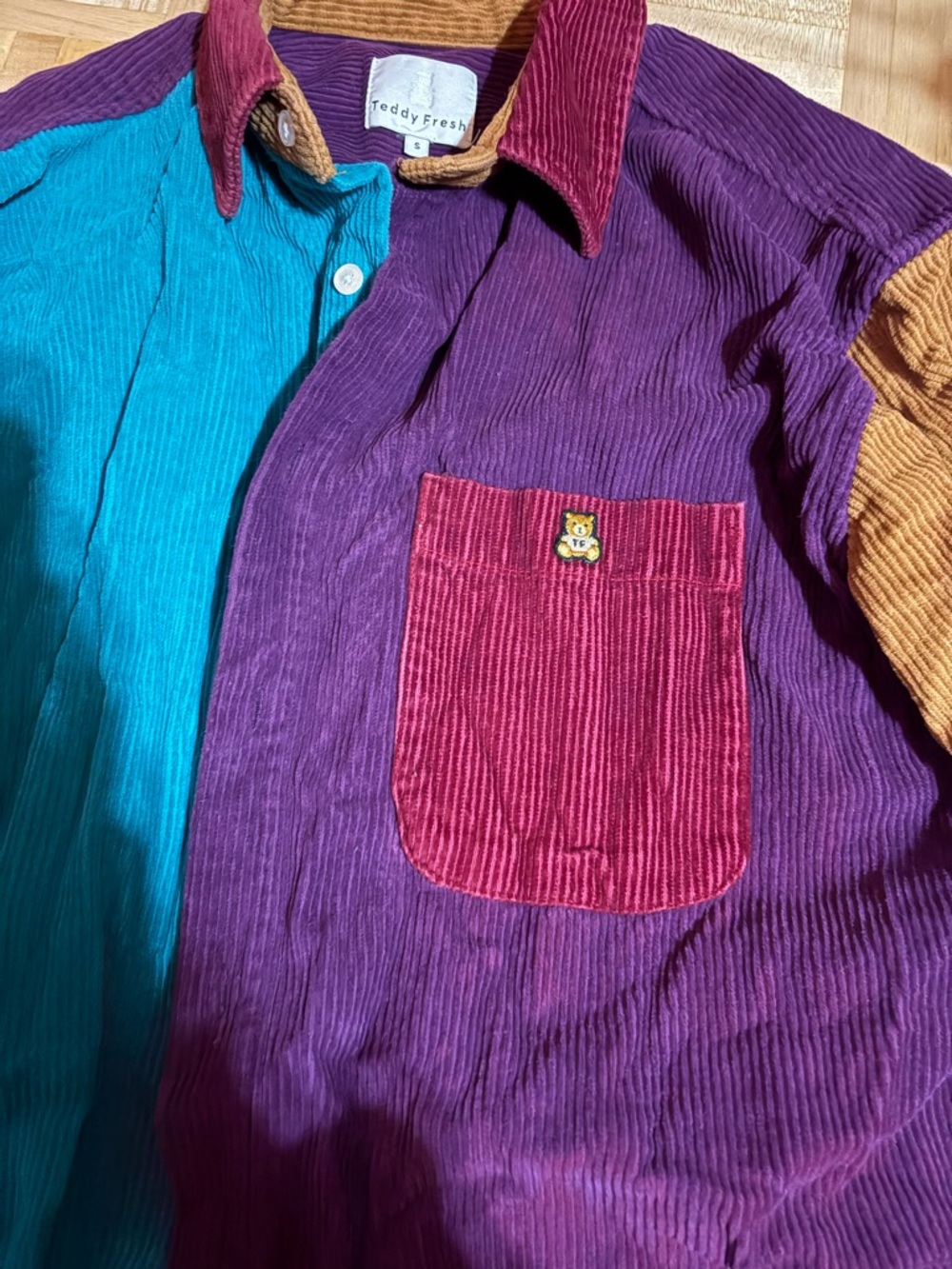 Teddy Fresh Teal, Purple, Burgundy & Mustard Corduroy Button-Up - Picture 2 of 5